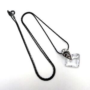Vintage Crystal Pendant Necklace 925 Sterling Silver Snake Chain CZ Dainty 18"